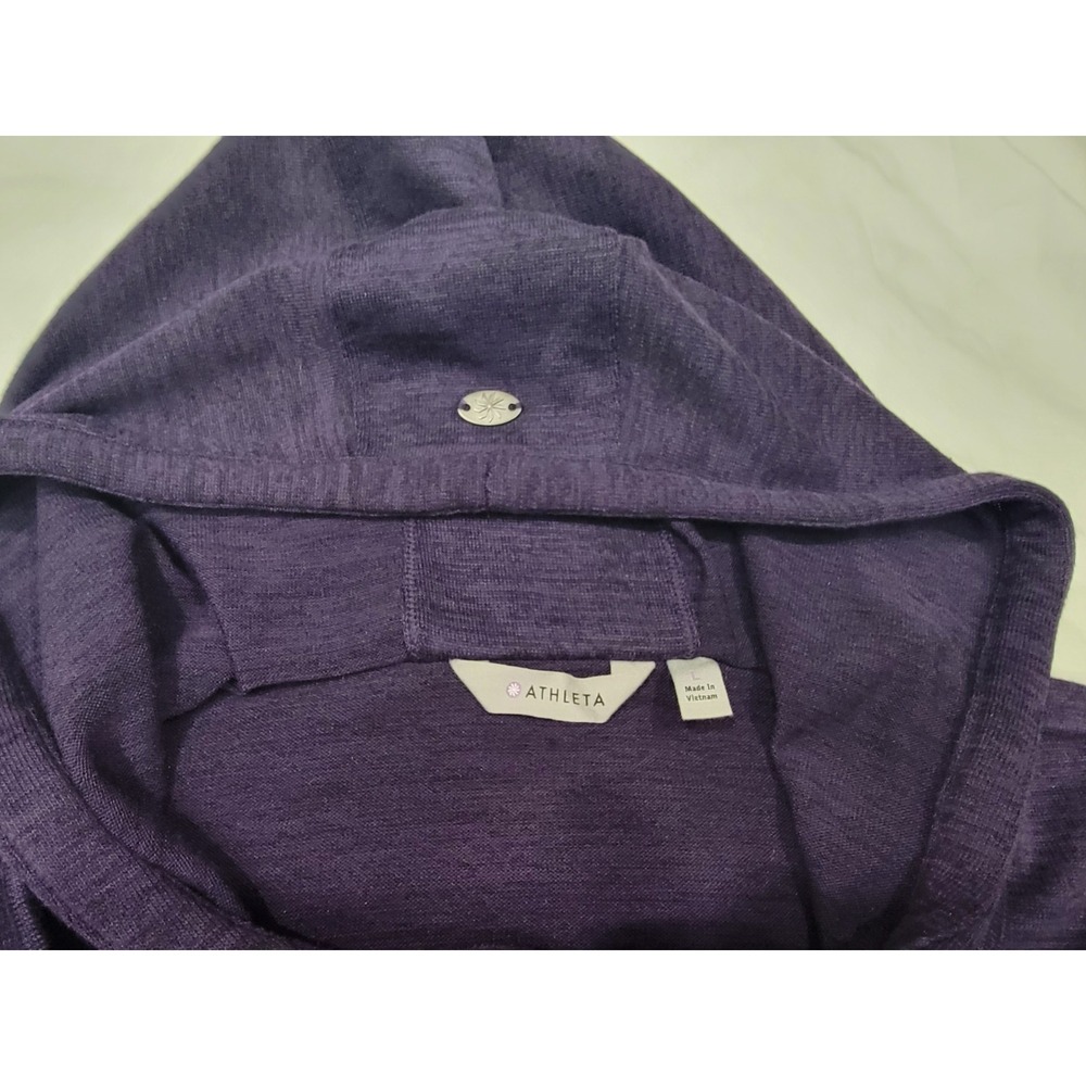 Athleta Full Zip Hoodie Sweatshirt Womens Large Purple Thumbholes Pockets EUC - Picture 8 of 16